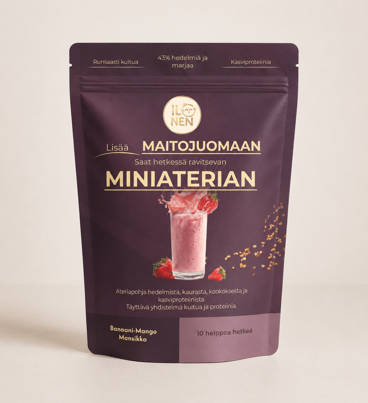 Miniateriaseos juomaan mansikka mango 230g