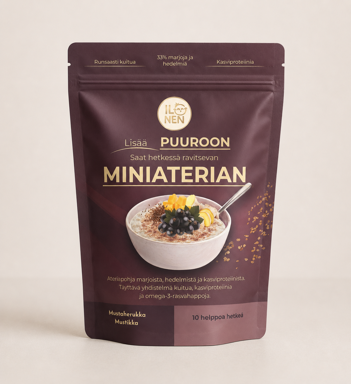Miniateriaseos Puuroon mustikka mustaherukka 230g